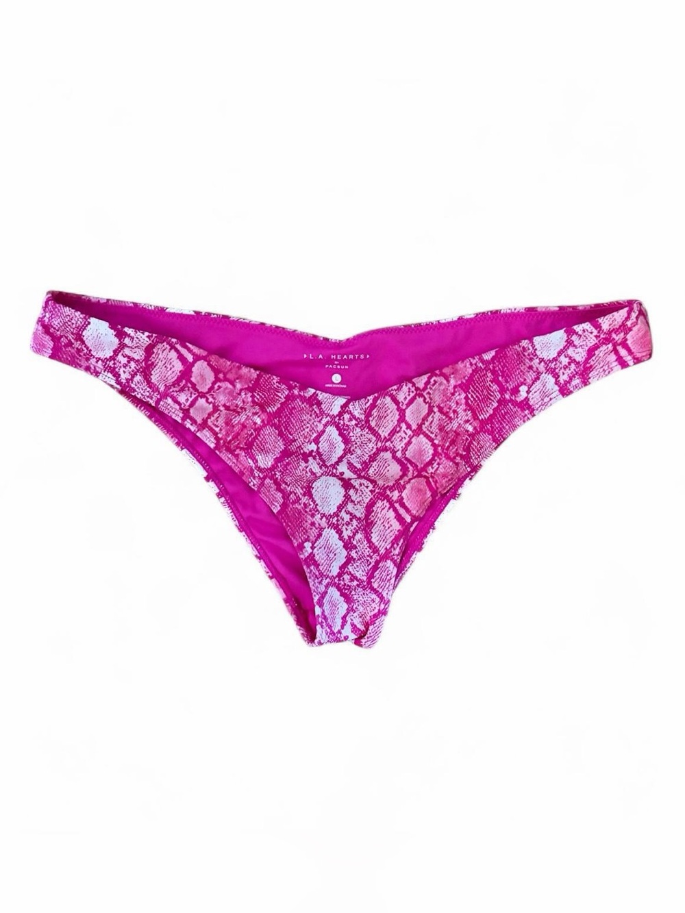 Pacsun L.A. Hearts pink snake print bikini bottoms swimsuit swimwear Sz L